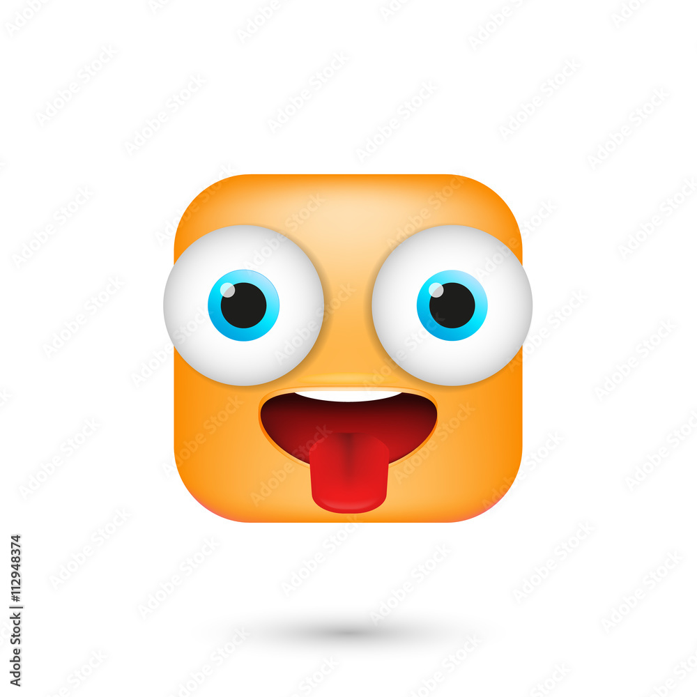Emoticon. Squary cartoon character. Modern square face emoticon. 3D emoji  isolated Stock Illustration | Adobe Stock