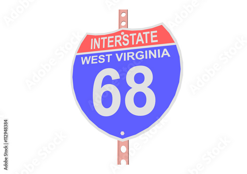Interstate highway 68 road sign in West Virginia