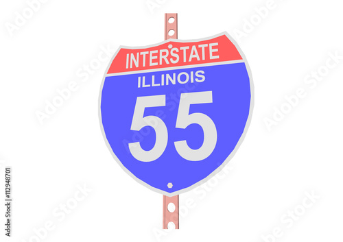 Interstate highway 55 road sign in Illinois