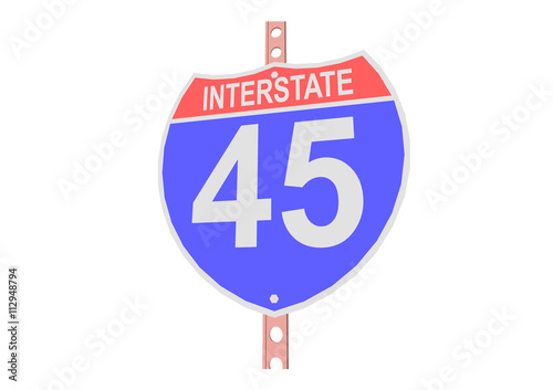 Interstate highway 45 road sign in