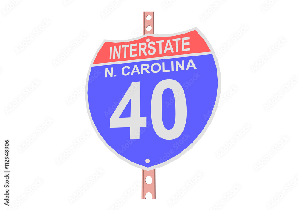 Interstate highway 40 road sign in North Carolina Interstate highway 40 road sign in North Carolina