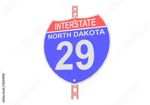 Interstate highway 29 road sign in North Dakota