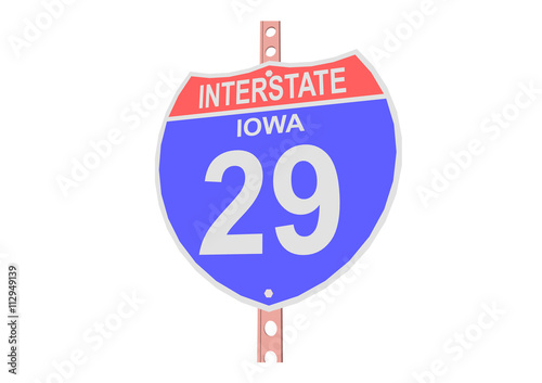 Interstate highway 29 road sign in Iowa
