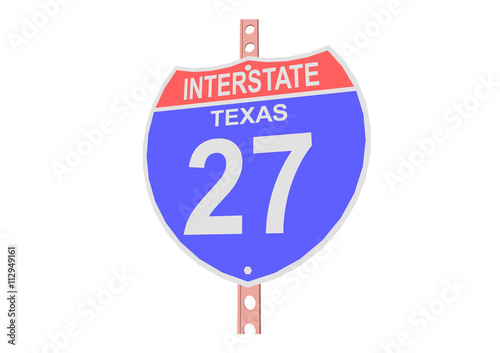 Interstate highway 27 road sign in Texas