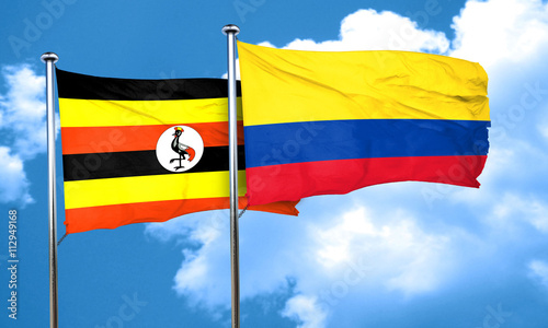 Free Download Uganda flag with Colombia flag, 3D rendering - GFXLoad