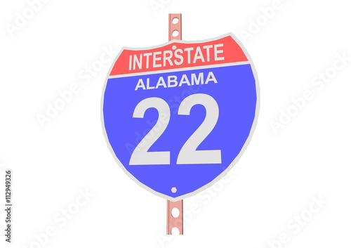Interstate highway 22 road sign in Alabama