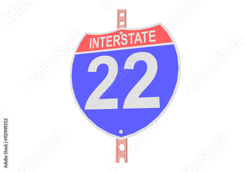 Interstate highway 22 road sign in