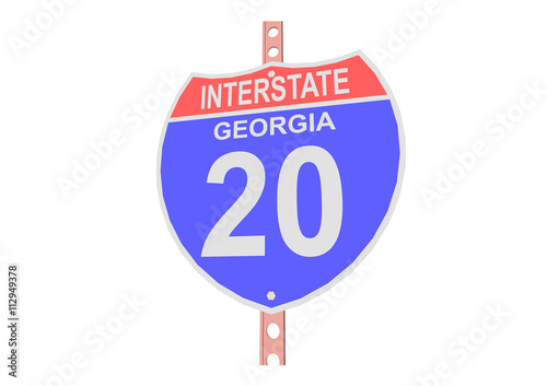 Interstate highway 20 road sign in Georgia