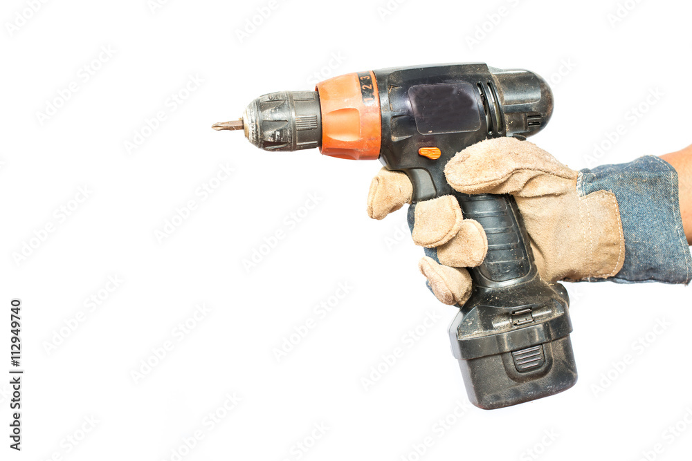 Wood drill bit with shaving on white background Wood drill bit with shaving on white background