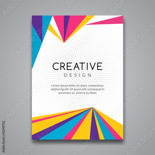 Business report design, flyer template, background with colorful lines. Brochure Cover flyer template mockup layout, vector