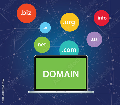 domain icon symbol on top of the computer laptop vector graphic illustration