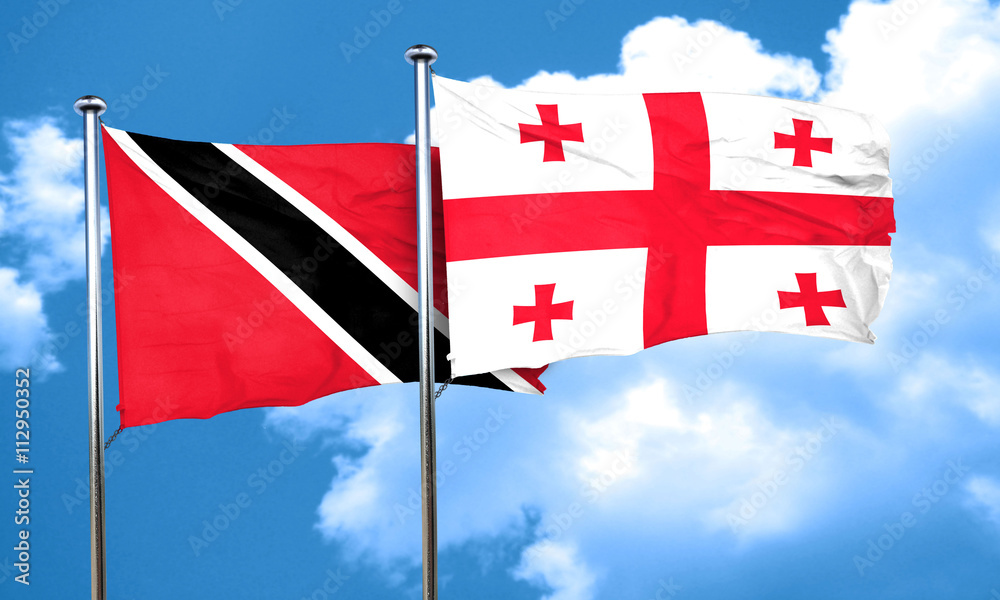 Trinidad and tobago flag with Georgia flag, 3D rendering