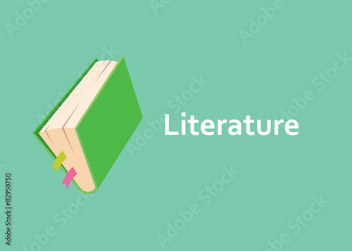 literature books with green cover style with text on side vector graphic illustration