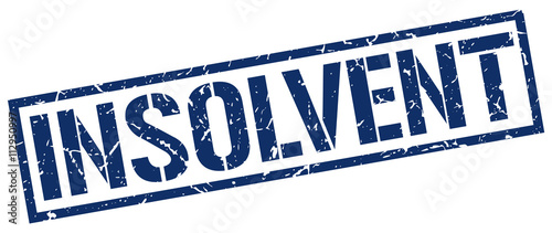 insolvent blue grunge square vintage rubber stamp