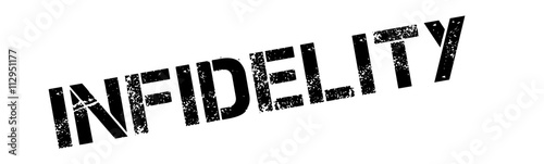 Infidelity black rubber stamp on white