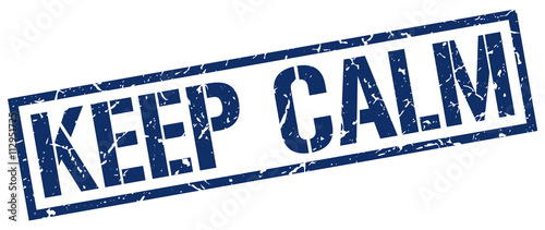 keep calm blue grunge square vintage rubber stamp