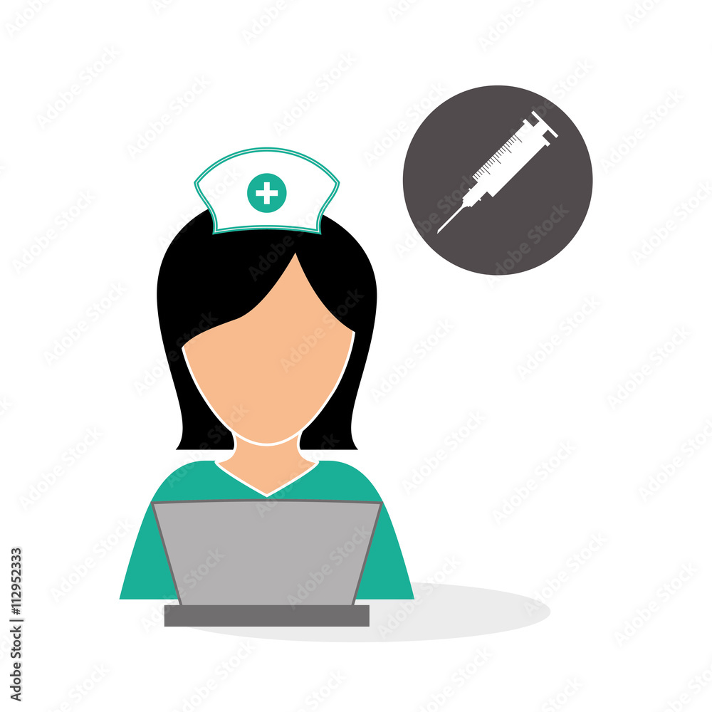 Medical care design. nurse  icon. White background, isolated ill