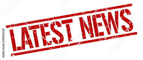 latest news red grunge square vintage rubber stamp