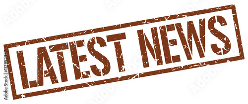 latest news brown grunge square vintage rubber stamp