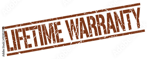 lifetime warranty brown grunge square vintage rubber stamp