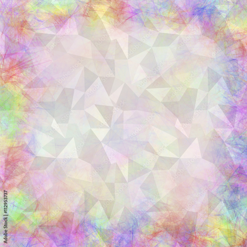 Obraz premium Hand drawn textured background.Crumpled paper with space for text. Poligonal abstract template for letter or greeting card.Series of Watercolor,Oil,Pastel,Chalk, Backgrounds and Cards,Blanks,Forms.