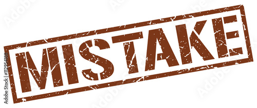 mistake brown grunge square vintage rubber stamp