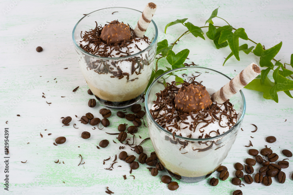 Coffee cocktail with chocolate candy Coffee cocktail with chocolate candy