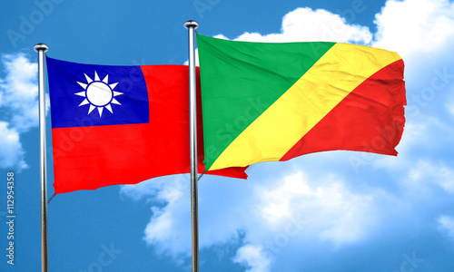Taiwan flag with congo flag  3D rendering