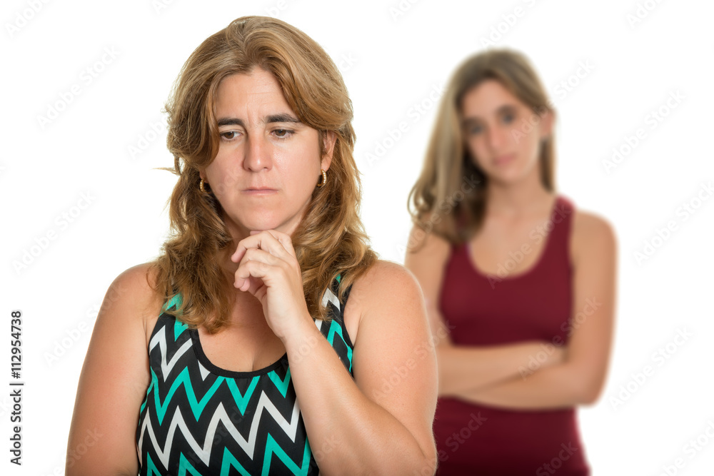 Family conflict - Sad mother and her teen daughter Family conflict - Sad mother and her teen daughter