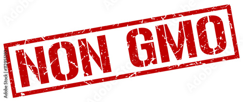 non gmo red grunge square vintage rubber stamp