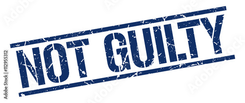 not guilty blue grunge square vintage rubber stamp