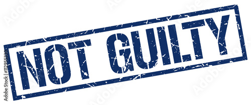 not guilty blue grunge square vintage rubber stamp