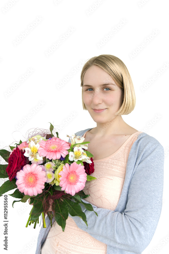 Blonde girl with flowers 