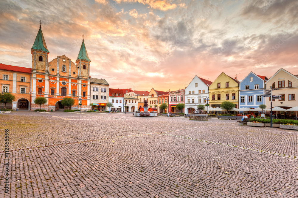 Main square in the city of Zilina in central Slovakia. HDR image.