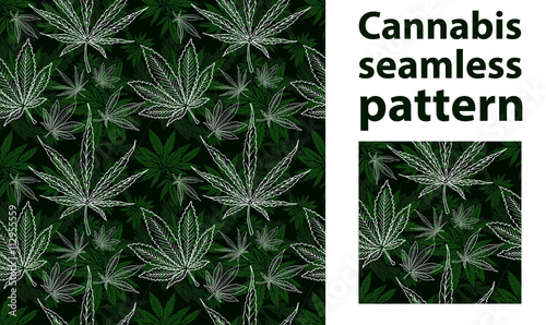 Cannabis leaf vector seamless pattern