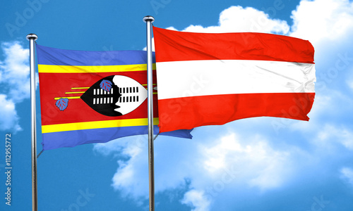 Swaziland flag with Austria flag, 3D rendering