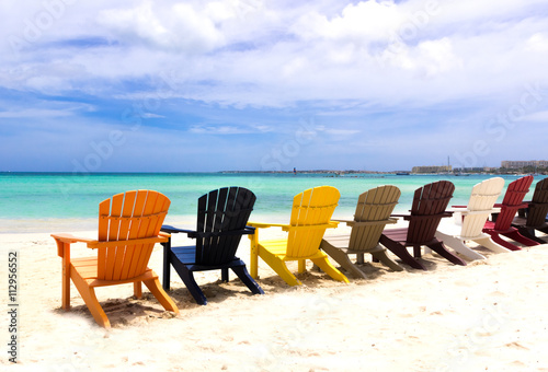 Colorful beach chairs © elvirkin