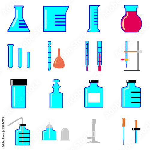 simple vector of glass wares in chemistry laboratory 