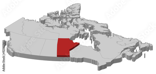 Map - Canada, Manitoba - 3D-Illustration