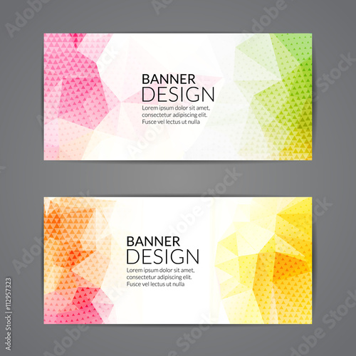 Set of polygonal triangular colorful background banners poster booklet for modern design, youth graphic concept