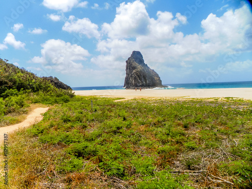 Ocean Dark Blue. Fernando de Noronha - Brazil Ocean in northeastern Brazil. Tropical beach with a coral reef. photo