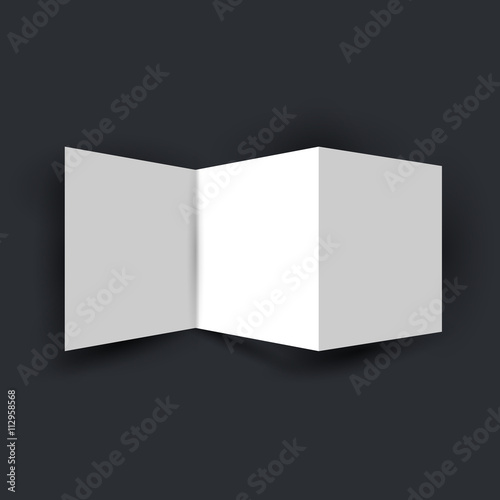 Folded white 3 page flyer brochure mockup template. Top view. Pamphlet for your business design. 