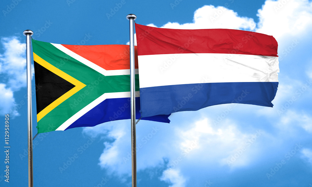 South africa flag with Netherlands flag, 3D rendering South africa flag with Netherlands flag, 3D rendering