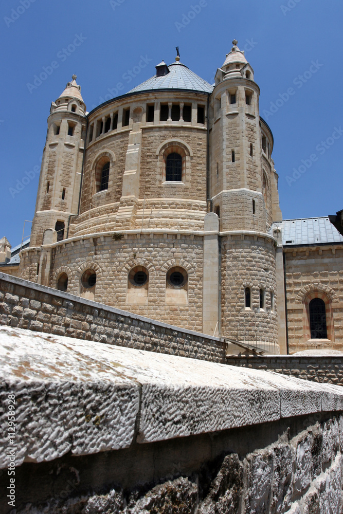 View of Church of Dormition on Mount Zion