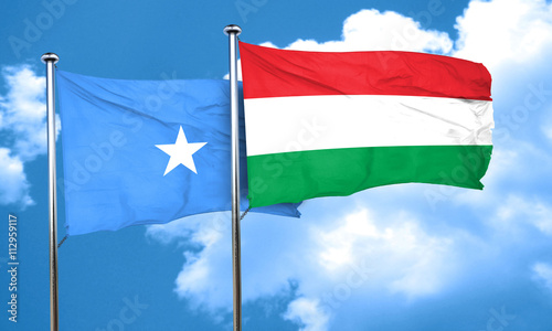 Somalia flag with Hungary flag, 3D rendering