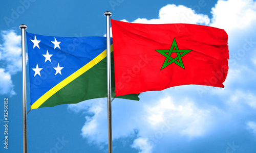 Solomon islands flag with Morocco flag, 3D rendering