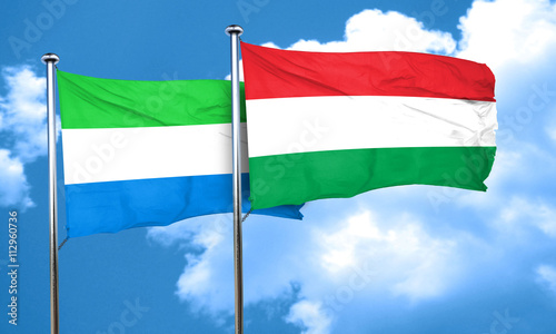 Sierra Leone flag with Hungary flag, 3D rendering