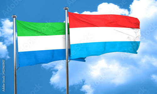 Sierra Leone flag with Luxembourg flag, 3D rendering