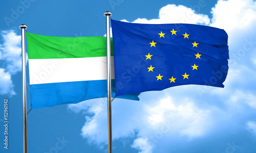 Sierra Leone flag with european union flag, 3D rendering