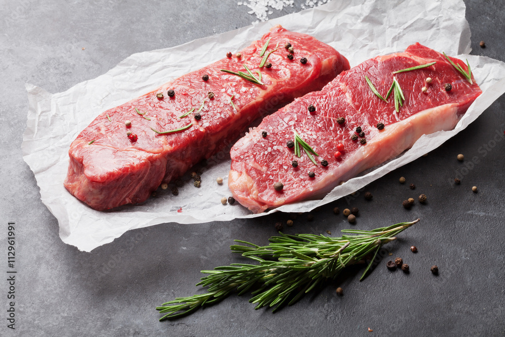 Raw striploin steak Raw striploin steak